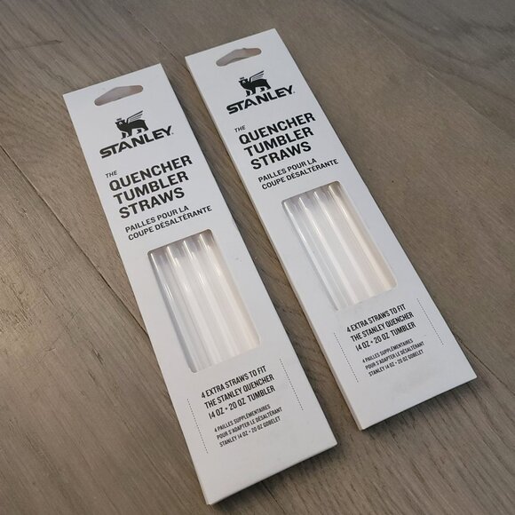 Stanley NWT clear replacement tumbler straw 2 packs 8 straws fit 14-20oz tumbler - Picture 1 of 4